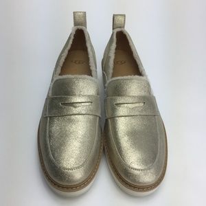 Ugg Atwater Spill Seam Metallic Gold Loafer
